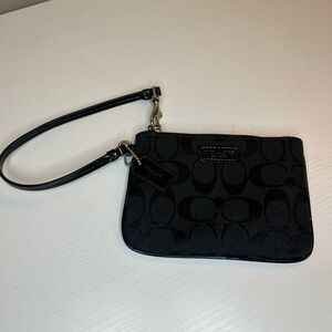Coach Black Signature C Logo Canvas and Coin Purse